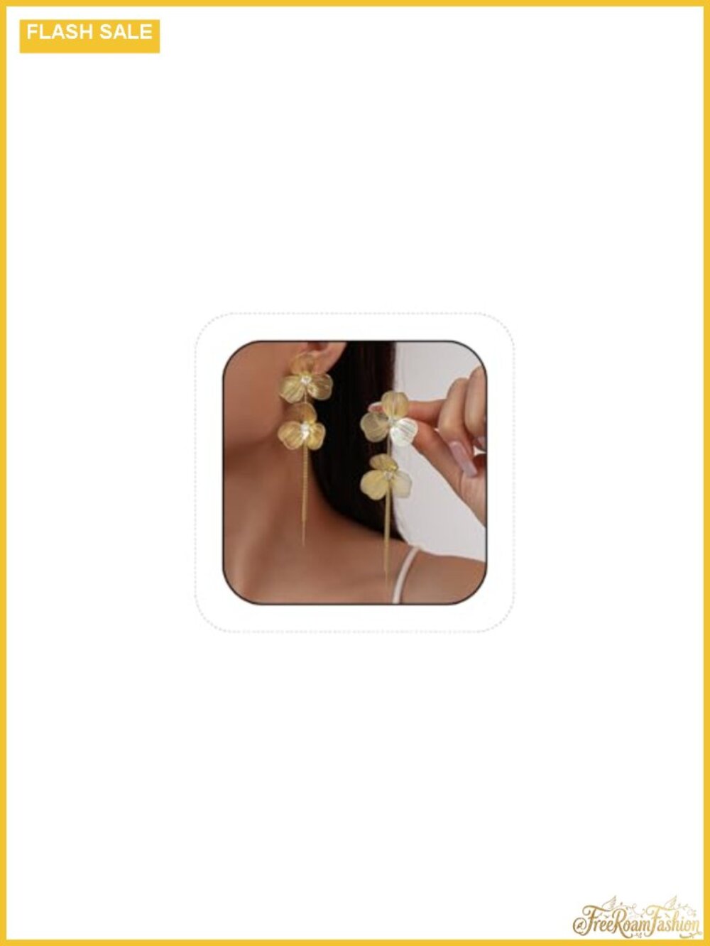 Flower Drop Tassel Earrings Metal Double Flower Long Dangle Statement Prom